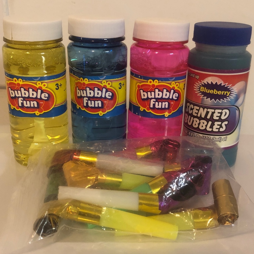 Bubbles and party noise makers